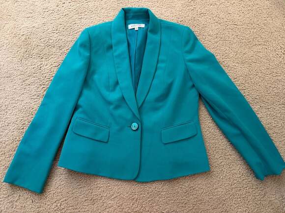 Kasper Jackets & Blazers - Kasper Women's Teal One-Button Shawl Collar Blazer Jacket Size 10P